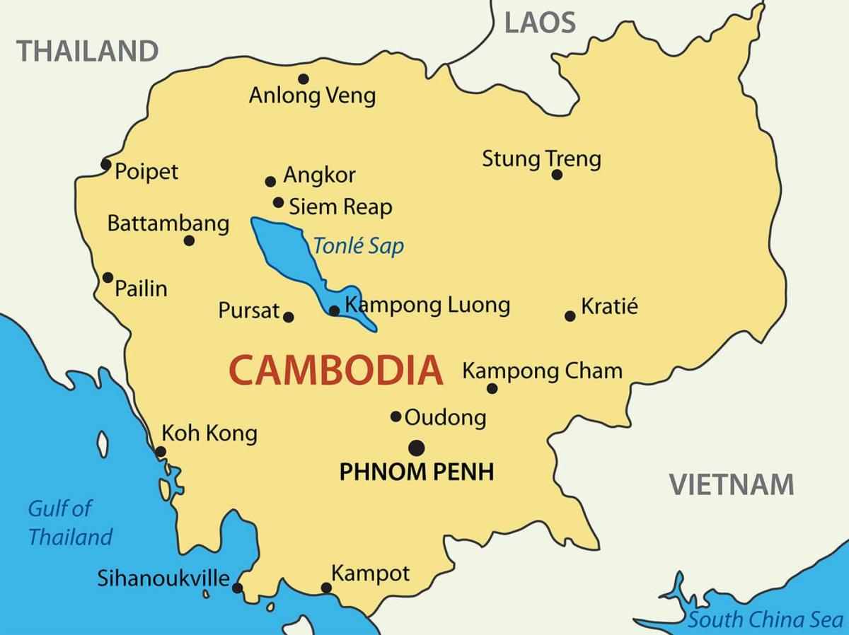 Կամբոջա քաղաքի քարտեզի վրա 